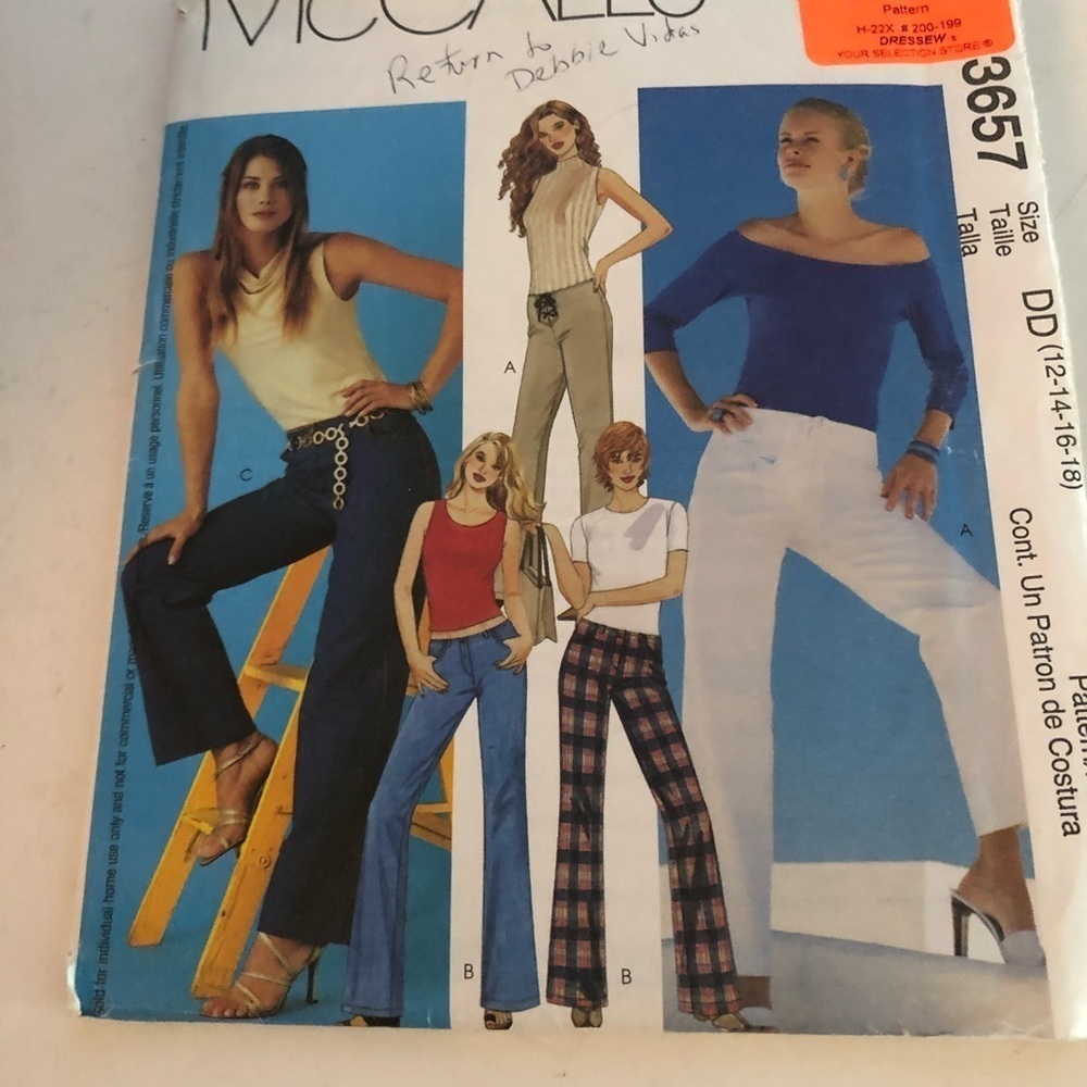 McCall's Sewing Pattern 3657 - Women's Pants- multi size pants pattern.